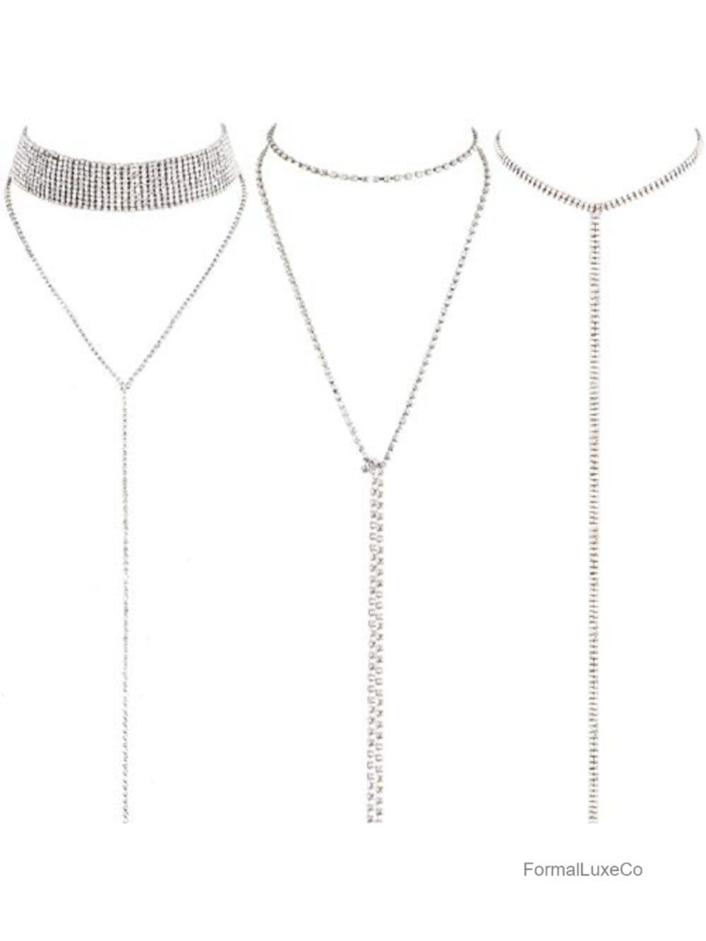 3-Piece Layered Rhinestone Choker Necklace Set Alloy Crystal Fashion Jewelry